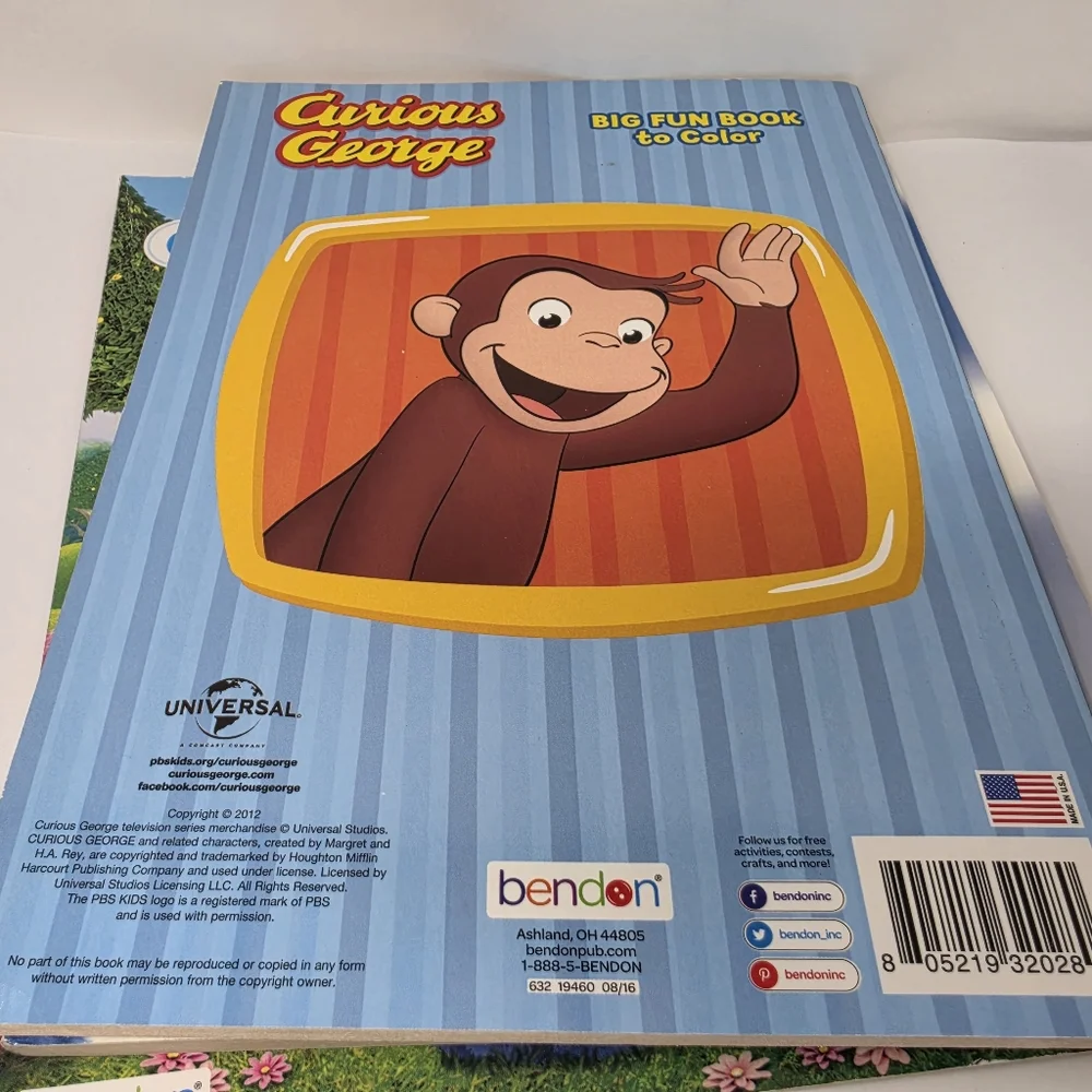 Coloring Books Curious George Care Bears Lot of 3